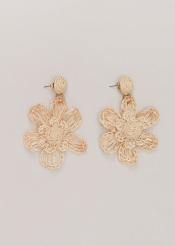 Phase Eight Raffia Oversized Flower Jewellery Beige USA | 1524079-DH